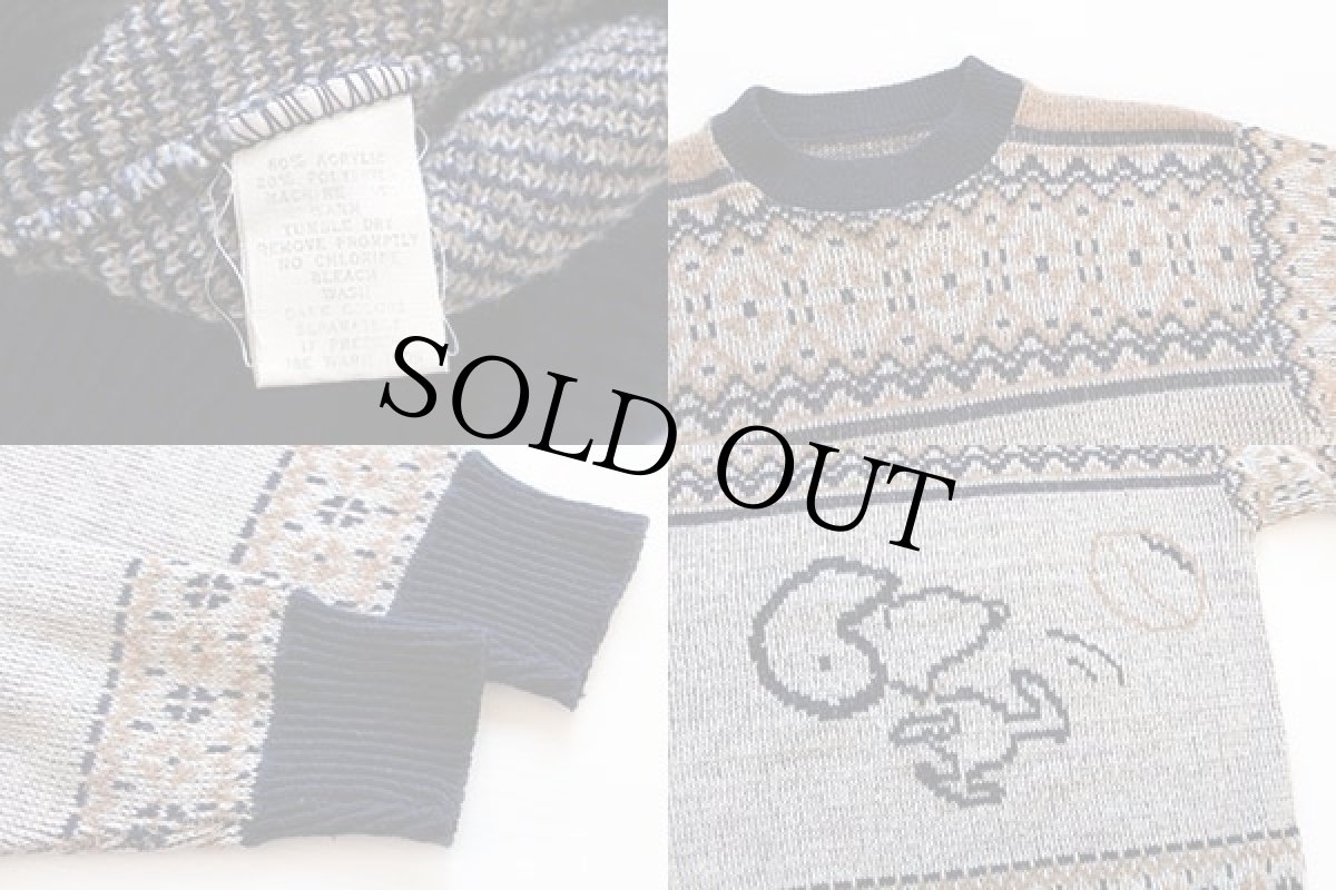 画像3: 70s スヌーピー ウッドストック ジャガード アクリルニット セーター (3)