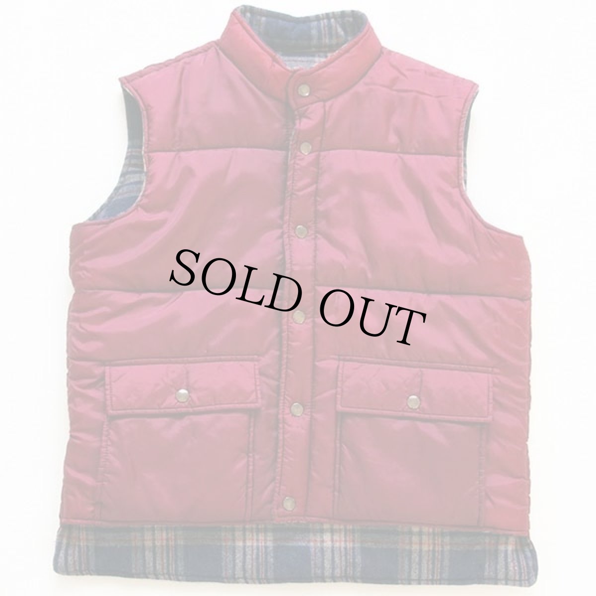 画像3: 80s Arrow リバーシブル タータンチェック ウール×ナイロン 中綿ベスト M (3)