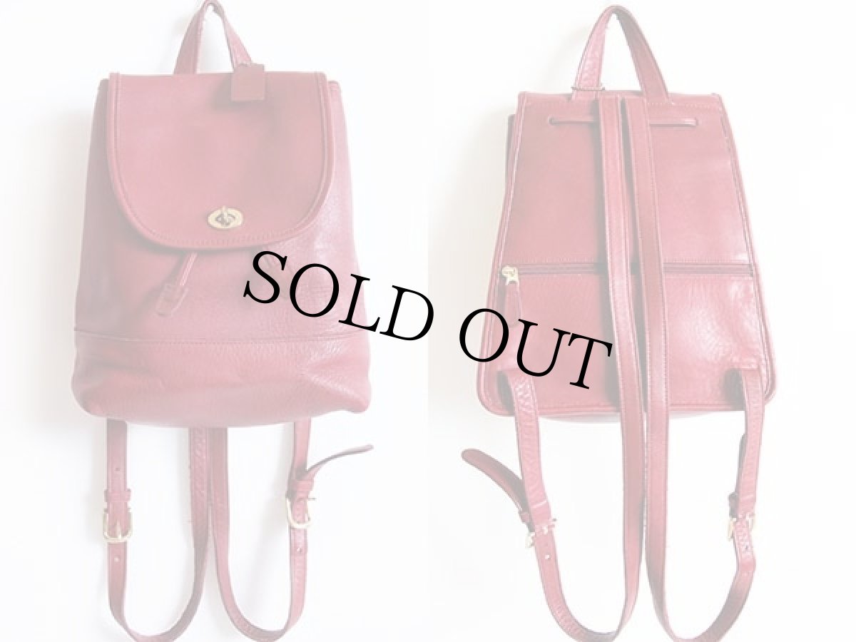 画像2: USA製 COACH オールド コーチ レザー リュックサック 赤★9791 (2)