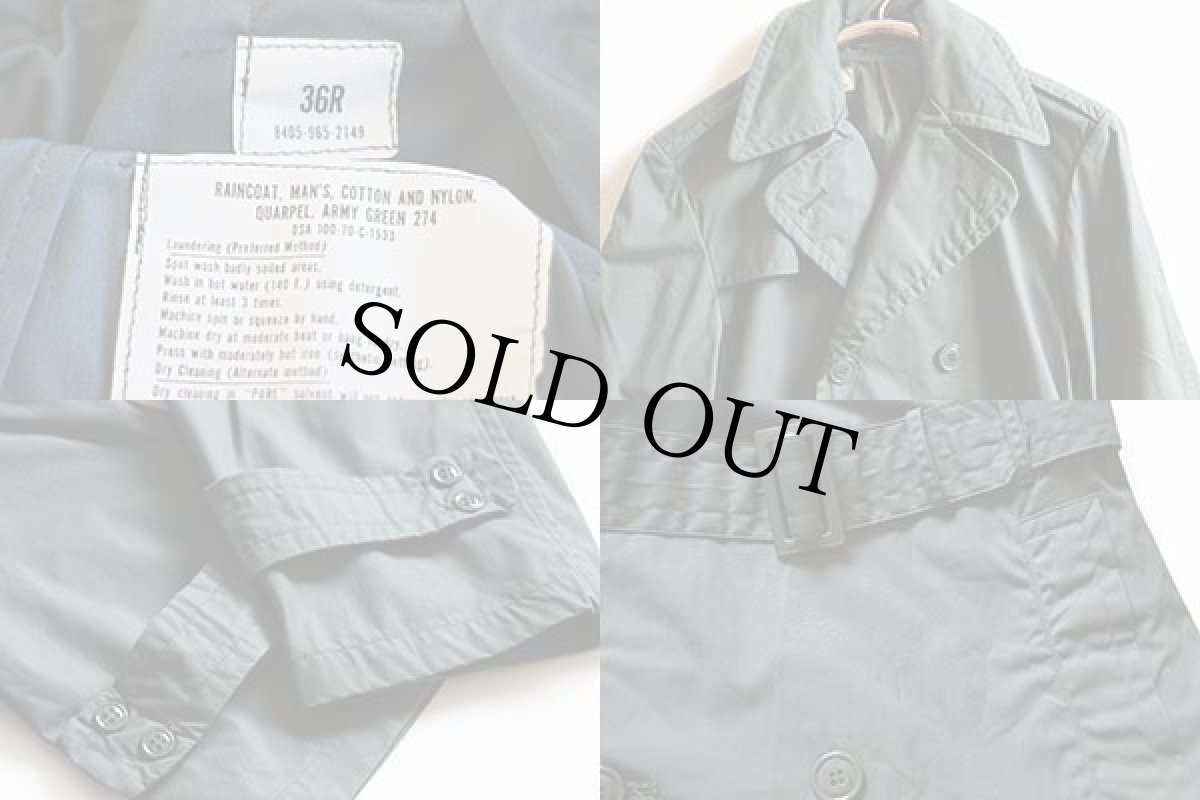 画像3: 70s 米軍 U.S.ARMY トレンチコート グリーン 36R★レインコート (3)