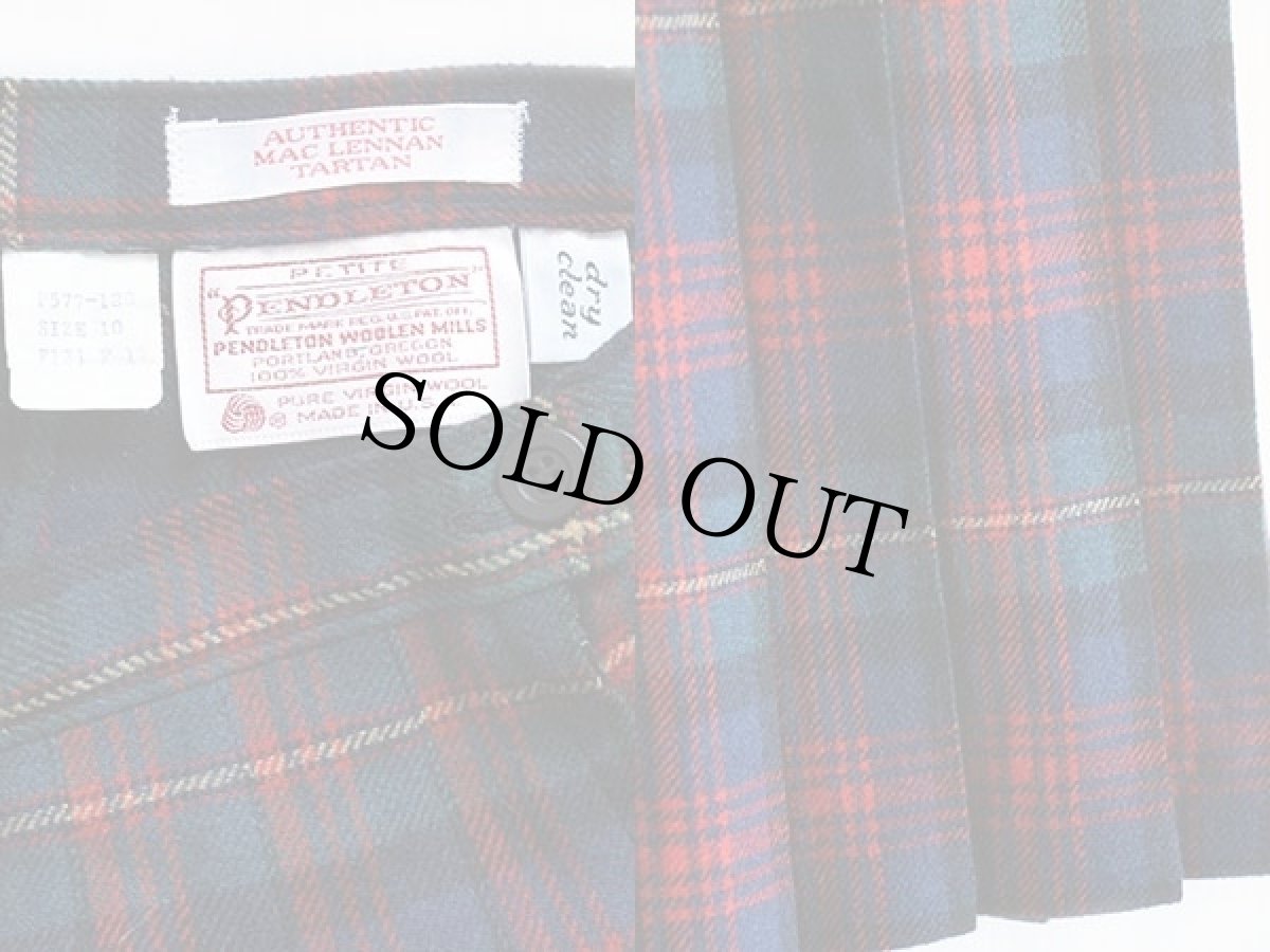 画像3: 70s USA製 PENDLETONペンドルトン タータンチェック ロング ウール プリーツスカート 10 (3)