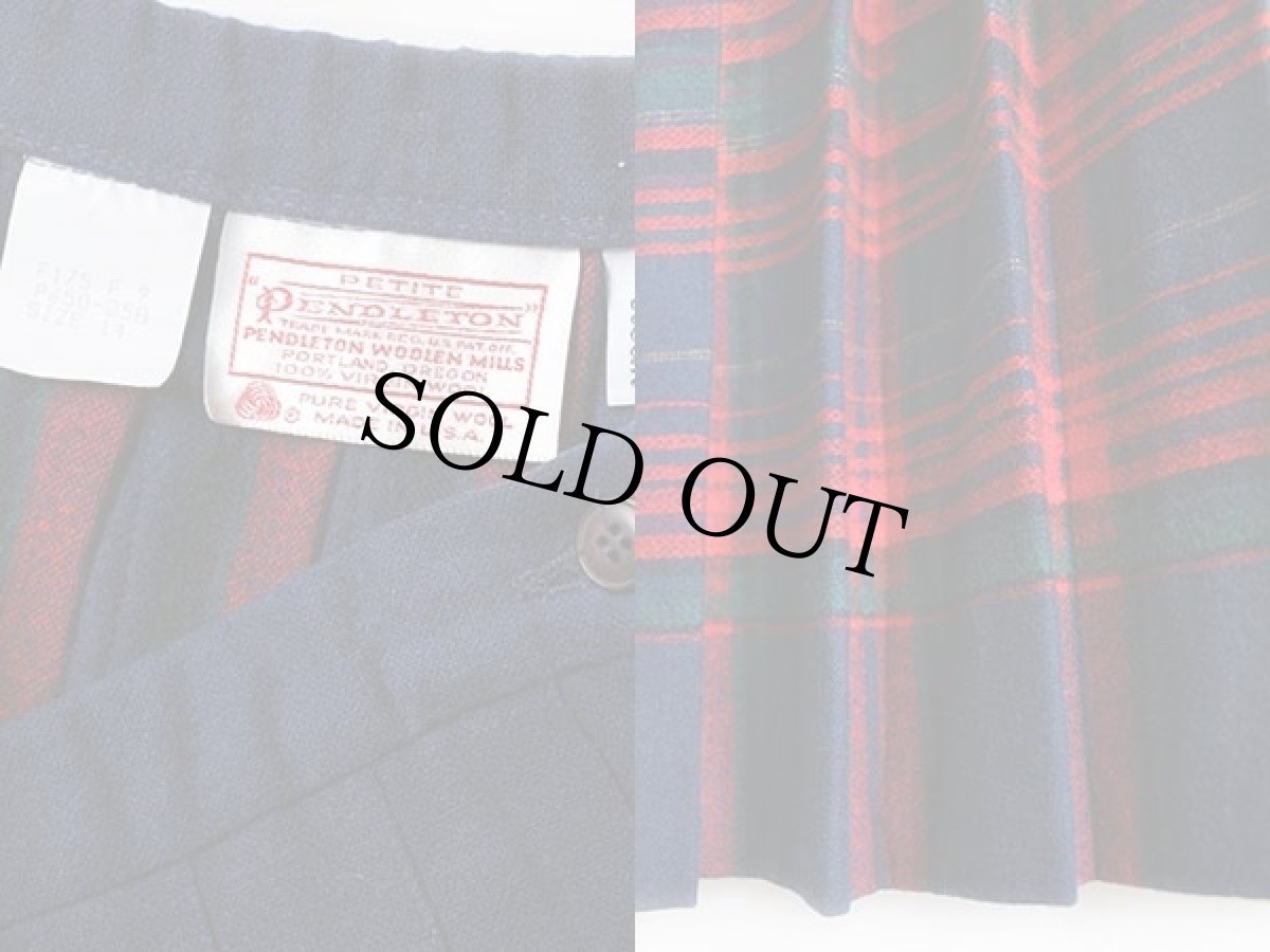 画像3: 70s USA製 PENDLETONペンドルトン チェック ロング ウール プリーツスカート 14 (3)