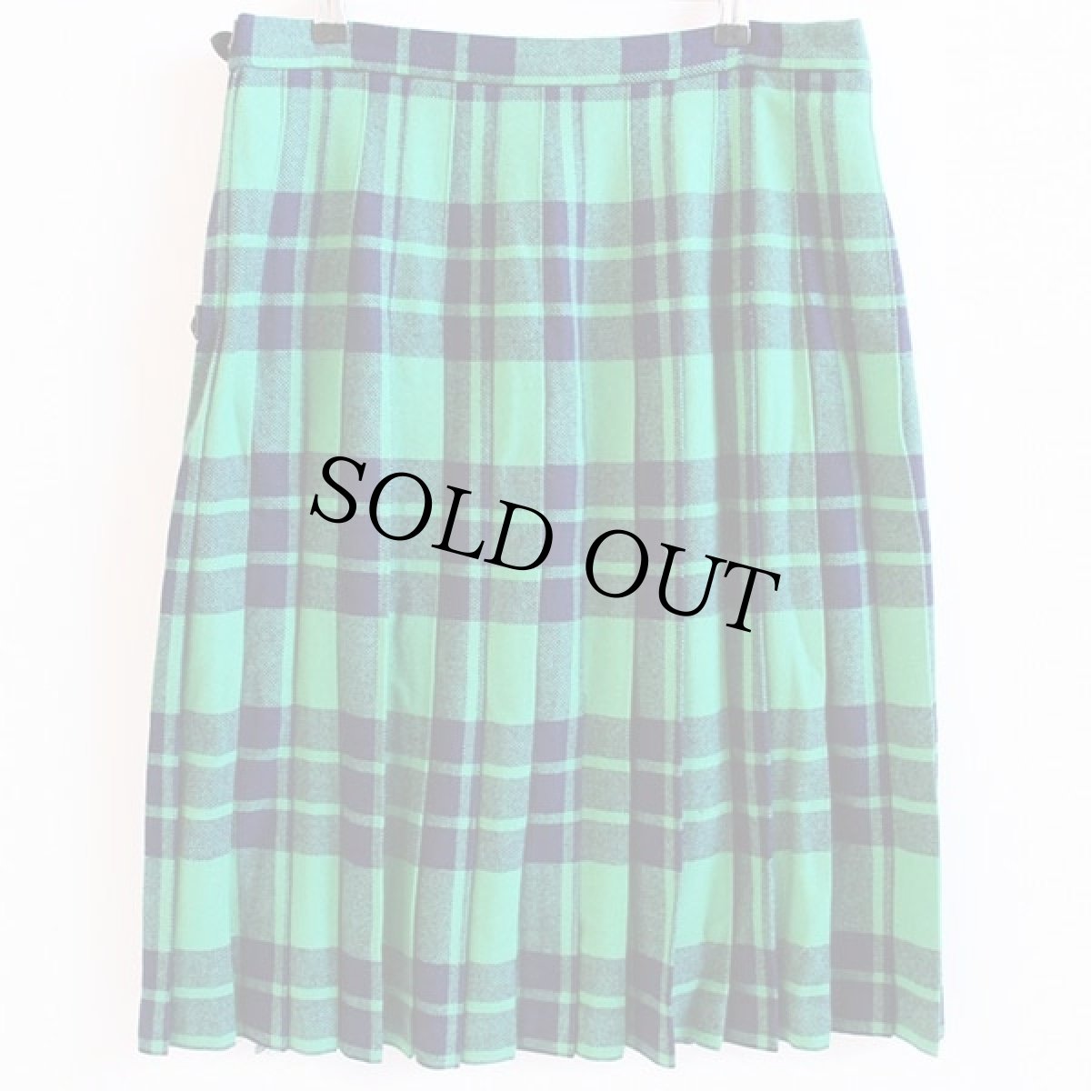 画像2: スコットランド製 Laird-Portch タータンチェック ウール キルトスカート 緑×紺 (2)