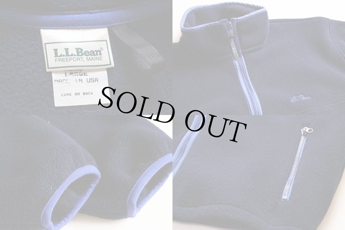 画像3: 90s USA製 L.L.Bean 筆記体ロゴ刺繍 フリースジャケット 紺 L (3)