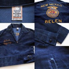 画像3: 70s FFA NEW MEXICO チェーン刺繍&パッチ付き コーデュロイ ファーマーズジャケット 紺 38 (3)