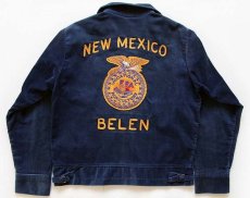 画像1: 70s FFA NEW MEXICO チェーン刺繍&パッチ付き コーデュロイジャケット 紺 38 (1)