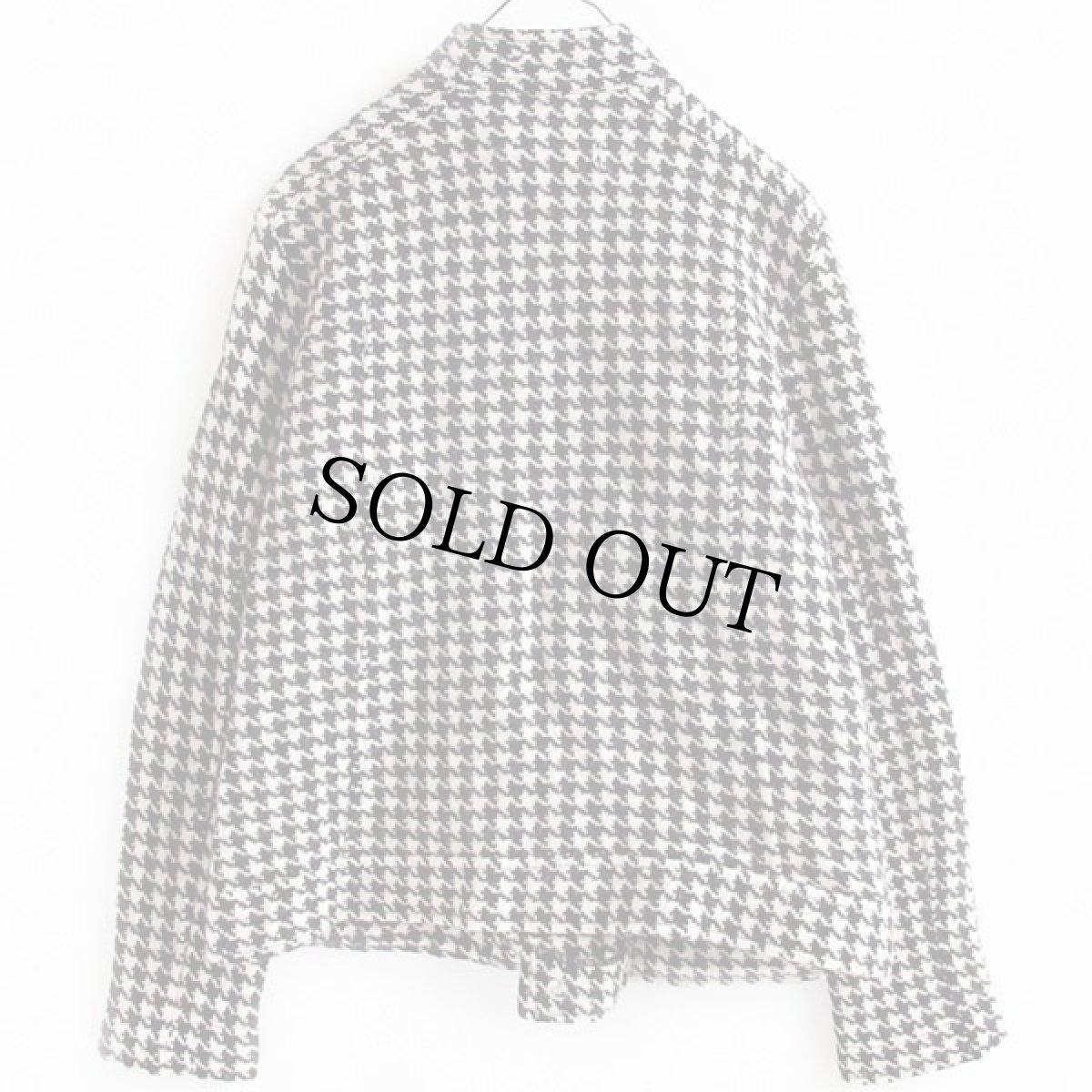 画像2: LAUREN ラルフローレン 千鳥格子 ライダース ラムウール ニットジャケット 白×黒 XL (2)