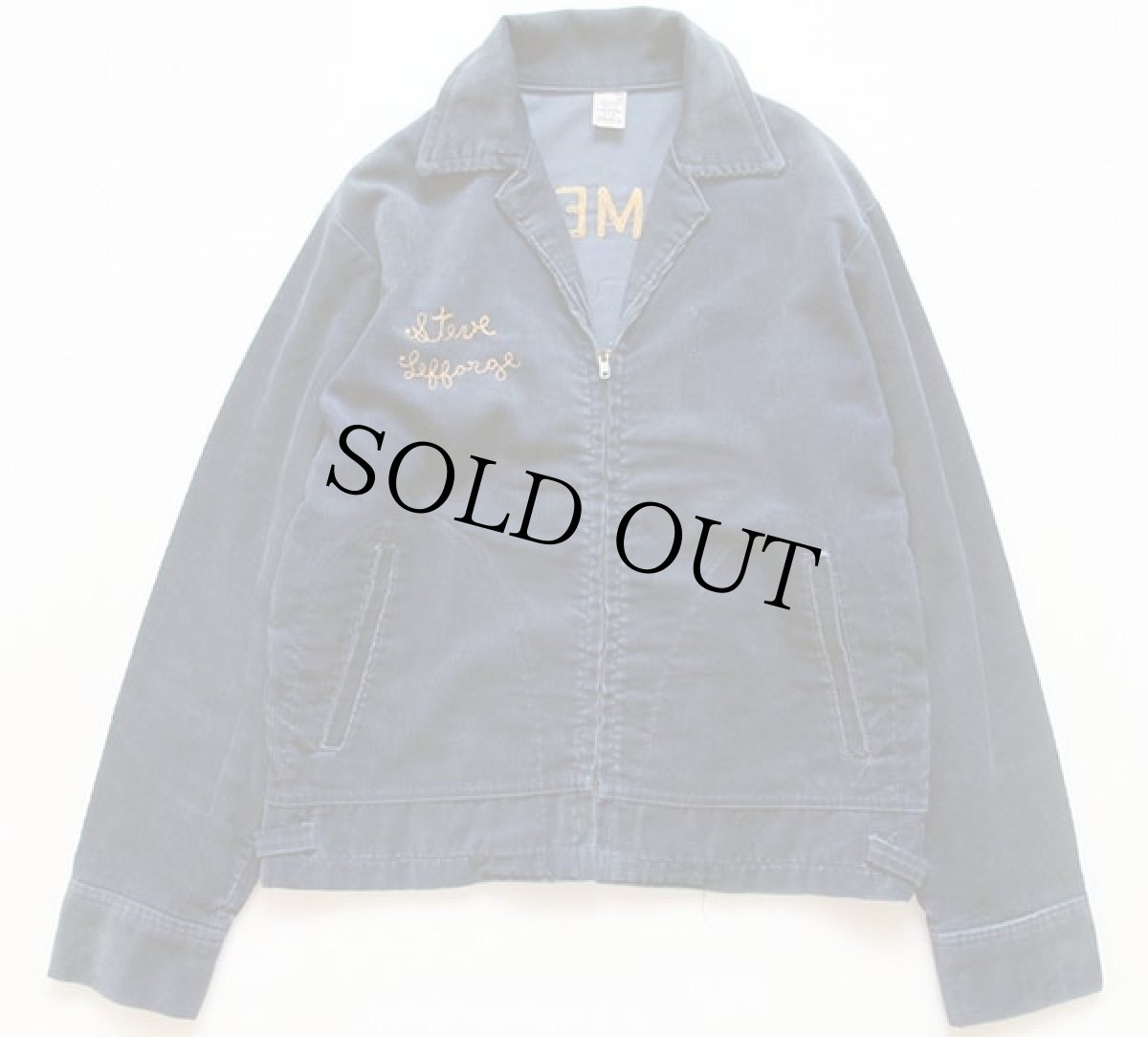 画像2: 70s FFA NEW MEXICO チェーン刺繍&パッチ付き コーデュロイ ファーマーズジャケット 紺 38 (2)