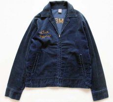 画像2: 70s FFA NEW MEXICO チェーン刺繍&パッチ付き コーデュロイ ファーマーズジャケット 紺 38 (2)