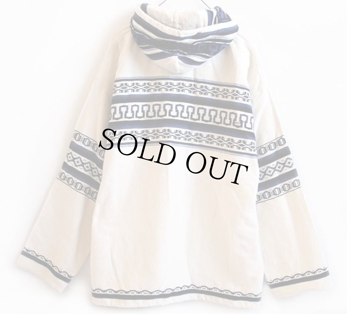 画像2: ペルー製 Artesania Landa ハンドメイド フォークロア柄 コットンパーカー M (2)