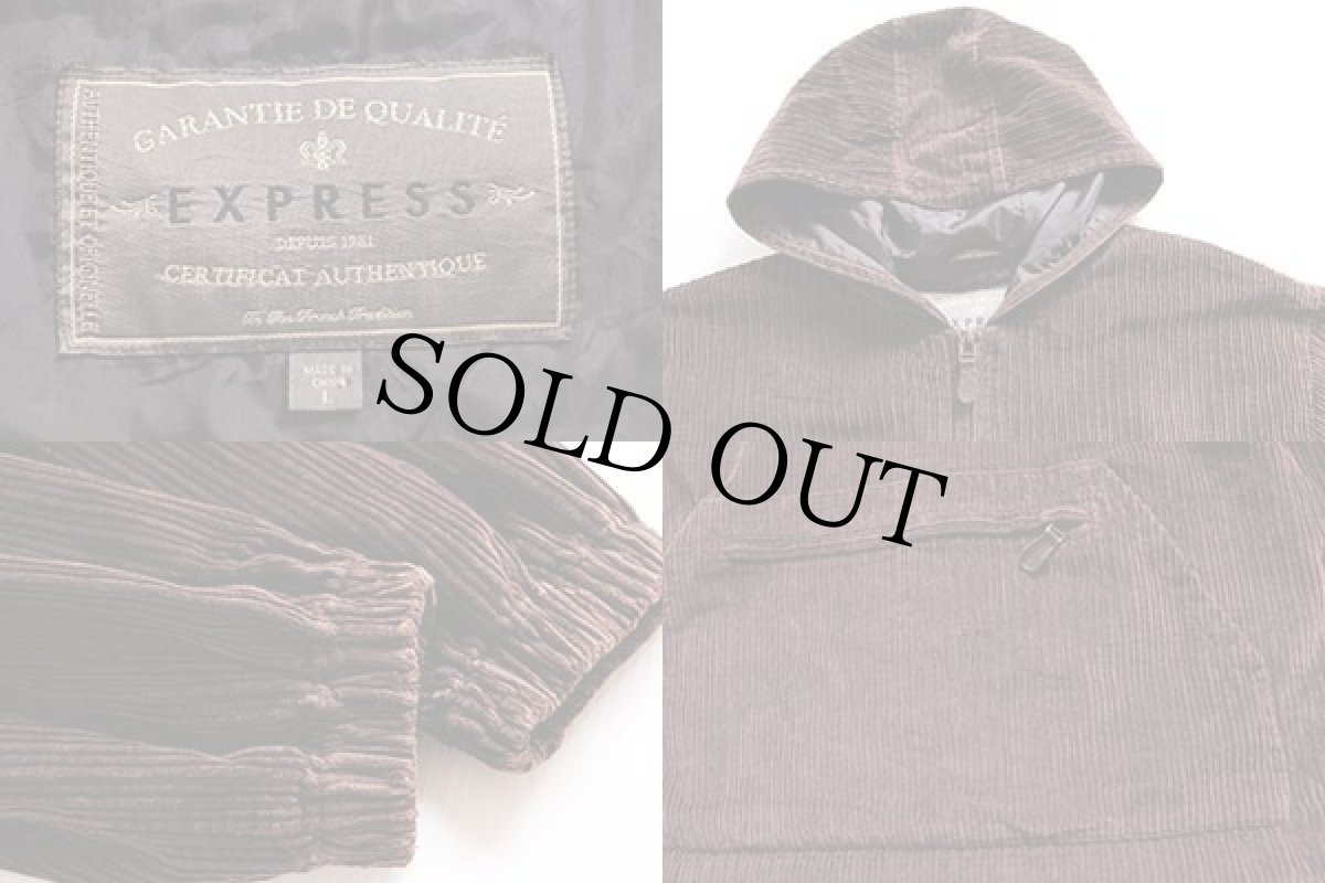 画像3: EXPRESS 極太畝 コーデュロイ アノラックパーカー 焦げ茶 L (3)