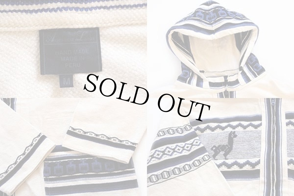 画像3: ペルー製 Artesania Landa ハンドメイド フォークロア柄 コットンパーカー M (3)