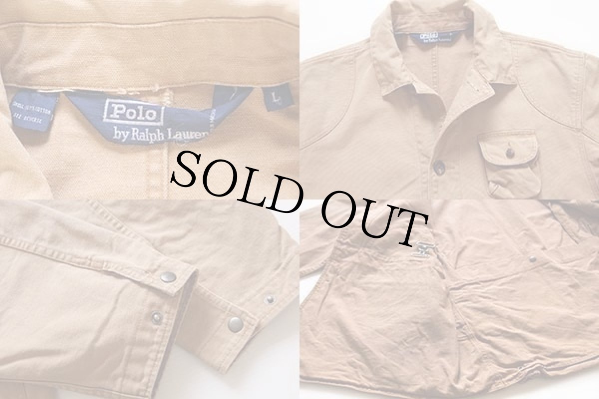 画像3: 90s ポロ ラルフローレン ダック地 ハンティングジャケット 茶 L (3)