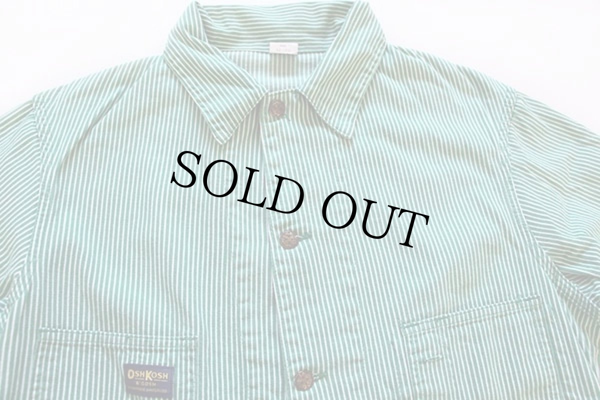 画像3: 80s USA製 OSHKOSH B'GOSH ヒッコリー ストライプ カバーオール 緑×白 42 (3)