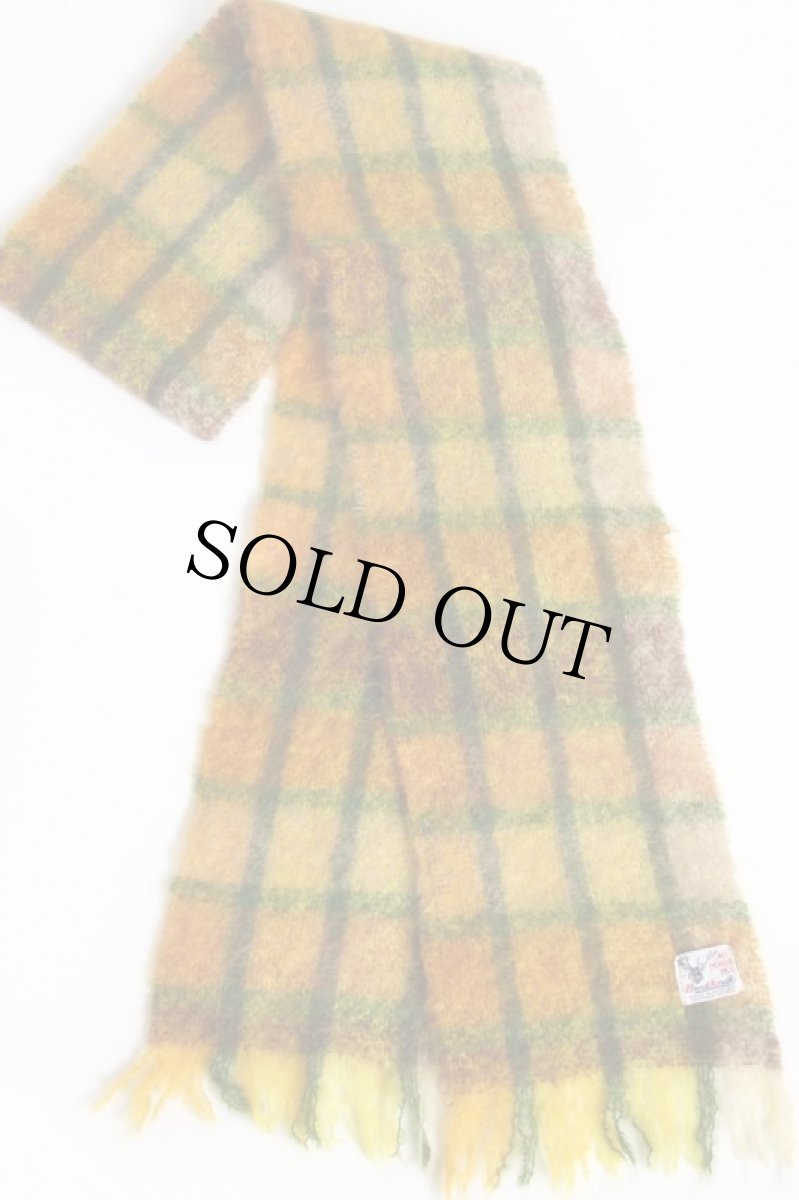 画像2: スコットランド製 Hand A craft チェック ロング モヘヤ パイル マフラー (2)