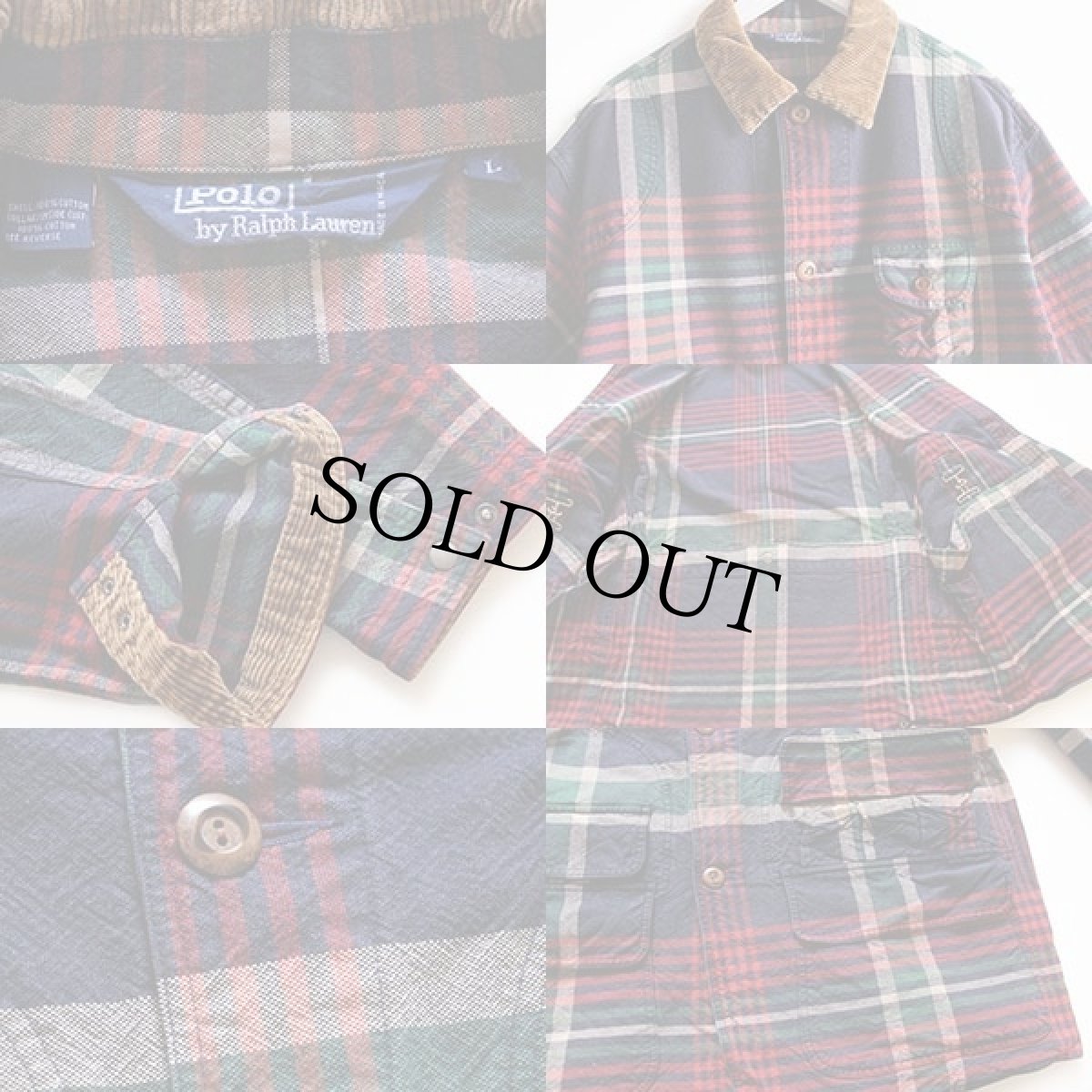 画像3: 90s ポロ ラルフローレン チェック コットン ハンティングジャケット L (3)