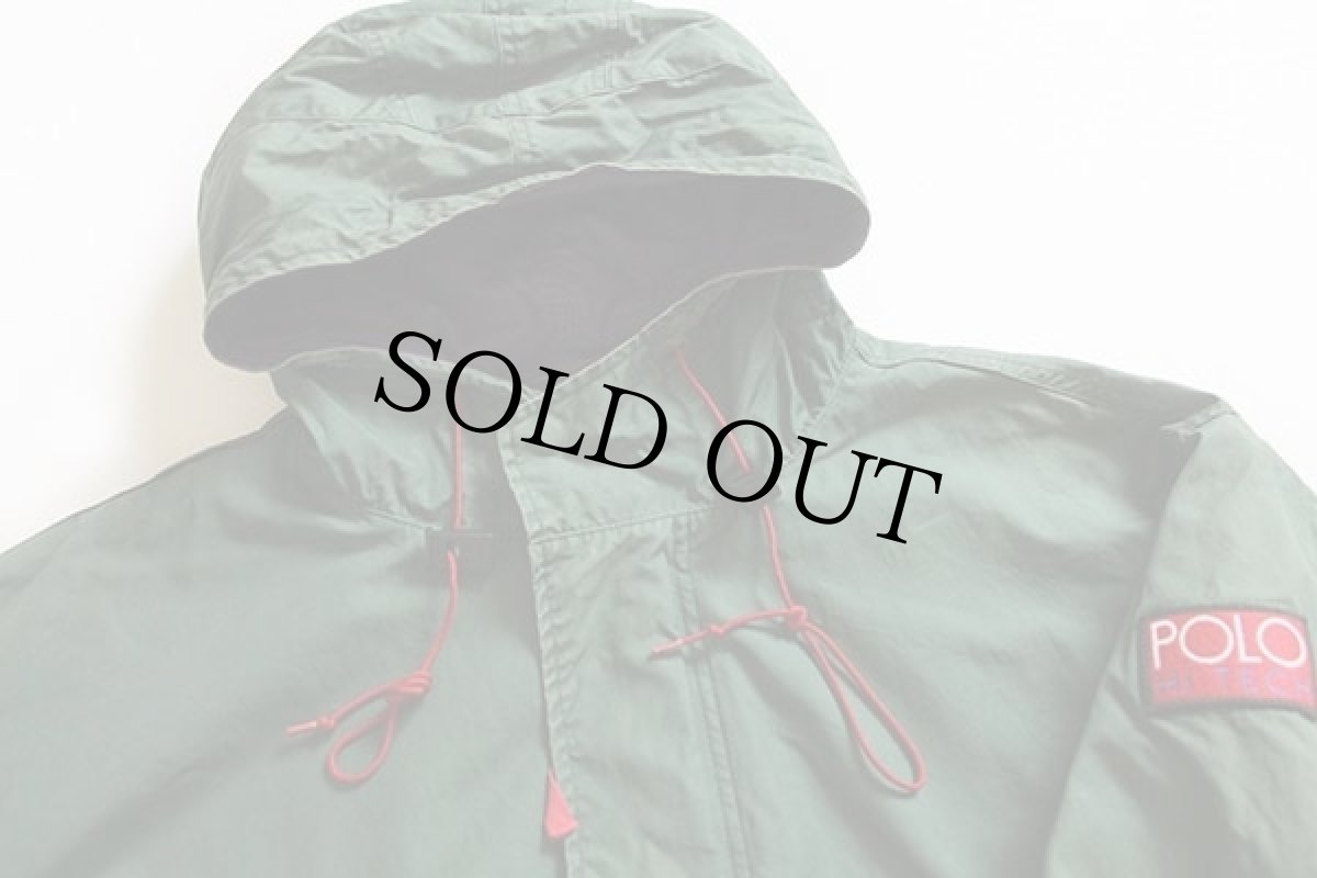 画像3: 90s ポロ ラルフローレン POLO HI TECHパッチ付き コットンパーカー 緑 XL (3)