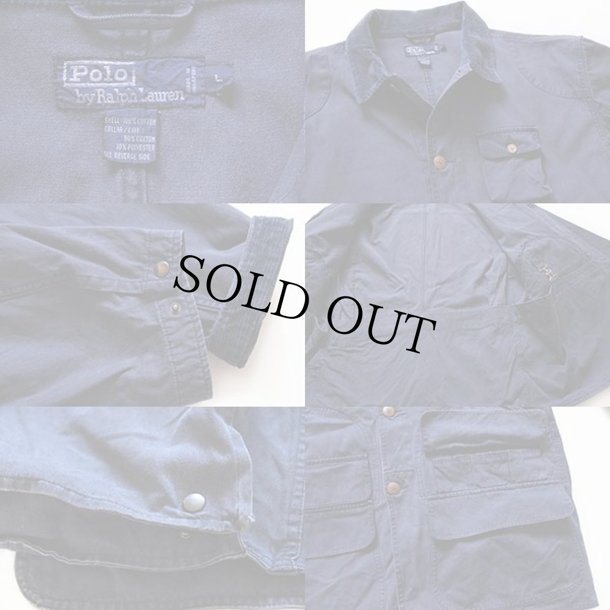 画像3: 90s ポロ ラルフローレン コットン ハンティングジャケット 紺 L (3)