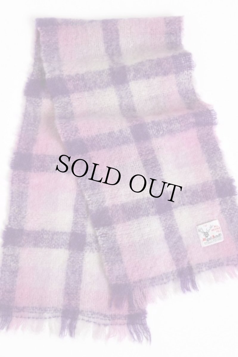 画像2: スコットランド製 Hand A craft チェック モヘヤ パイル マフラー (2)