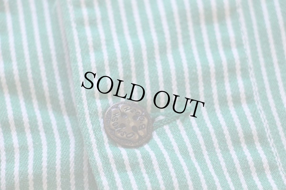 画像5: 80s USA製 OSHKOSH B'GOSH ヒッコリー ストライプ カバーオール 緑×白 42 (5)