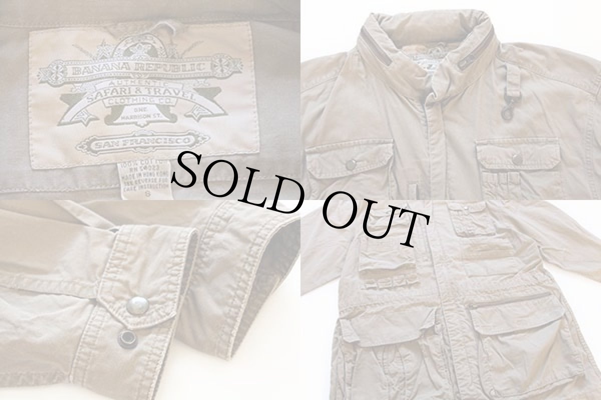 画像3: 90s BANANA REPUBLICバナナリパブリック コットン サファリジャケット カーキ S (3)