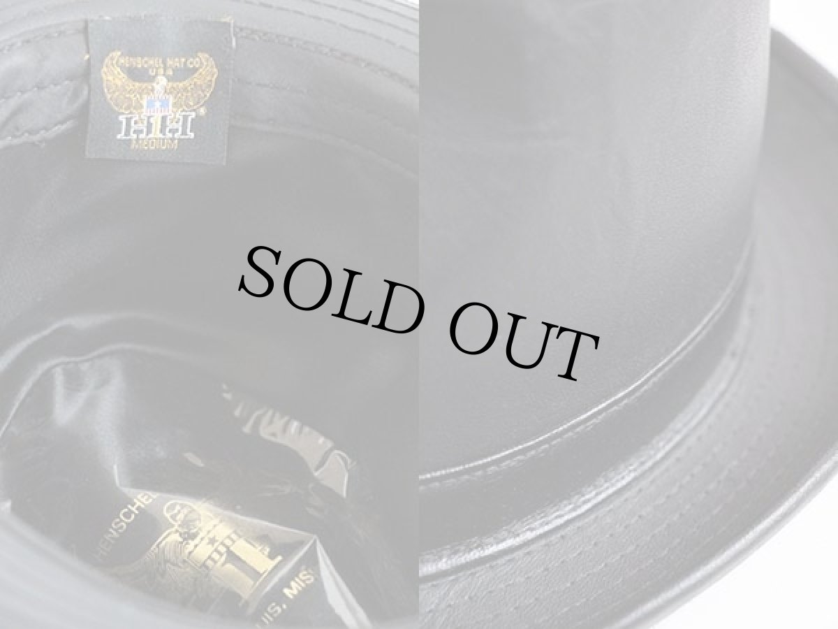 画像3: USA製 HENSCHEL HAT ヘンシェル レザー フェドラハット 黒 M (3)