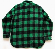 画像2: 60s WINTER KING バッファローチェック マチ付き ウールシャツ 緑×黒 (2)