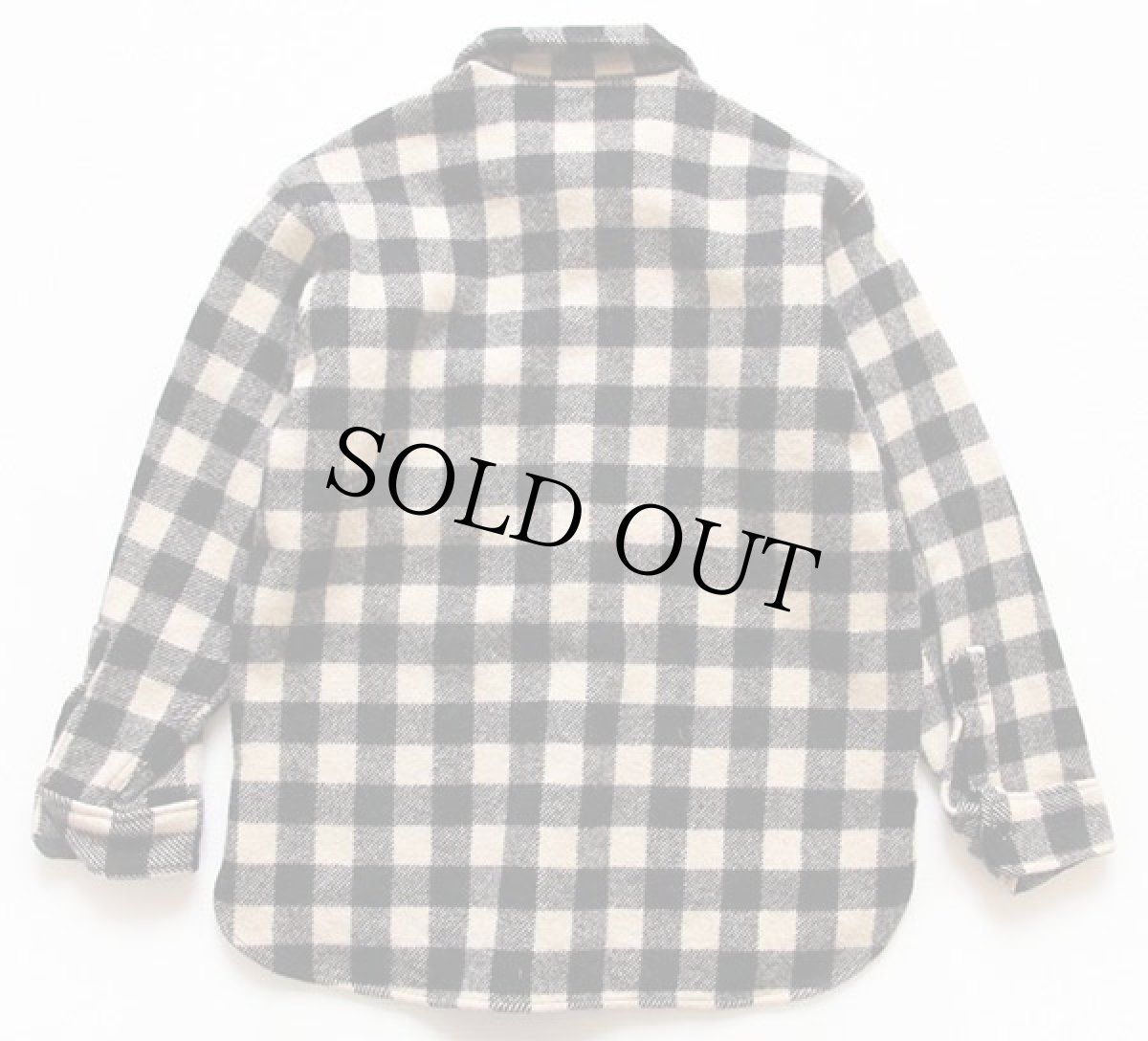 画像2: 80s L.L.Bean OLDFRIENDS バッファローチェック ウールシャツ 白×黒 (2)