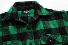 画像3: 60s WINTER KING バッファローチェック マチ付き ウールシャツ 緑×黒 (3)