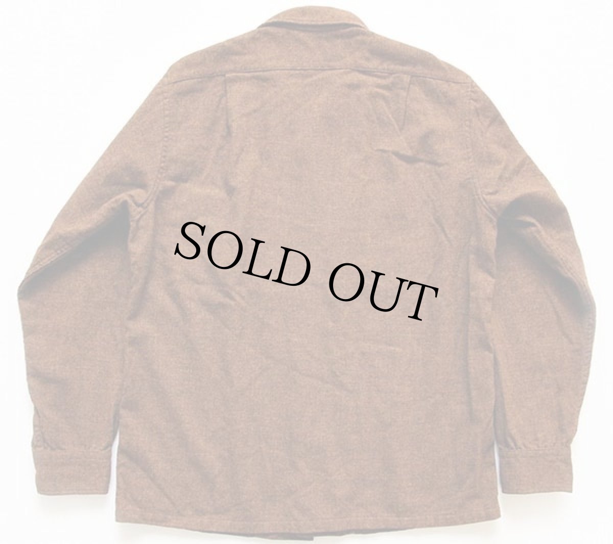 画像2: 60s PENDLETONペンドルトン 無地 ウール オープンカラーシャツ 茶 M (2)