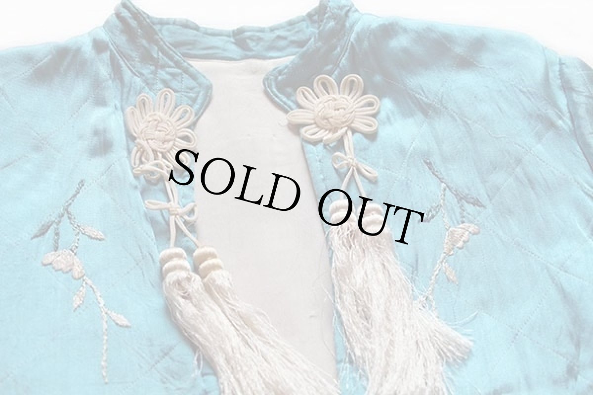 画像4: 50s 刺繍入り スタンドカラー キルティング スーベニアジャケット 水色 (4)