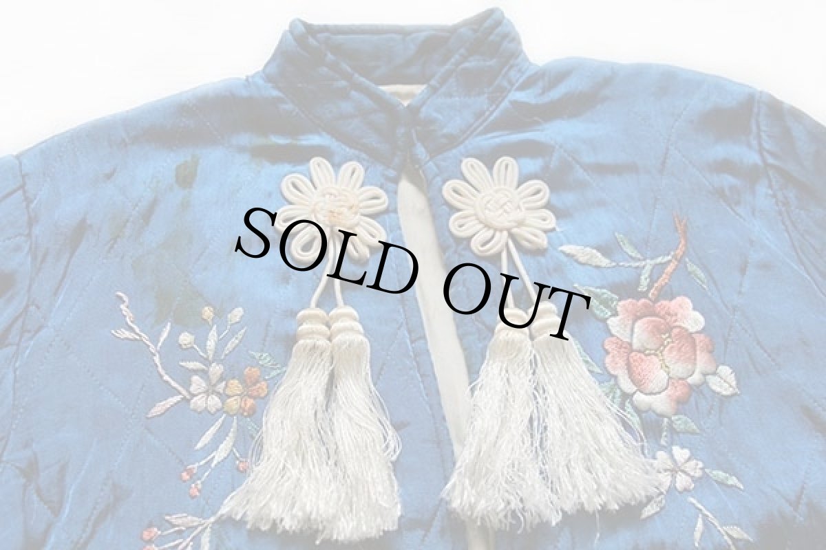 画像3: 50s 日本製 YAMATO 刺繍入り スタンドカラー キルティング スーベニアジャケット 青 (3)