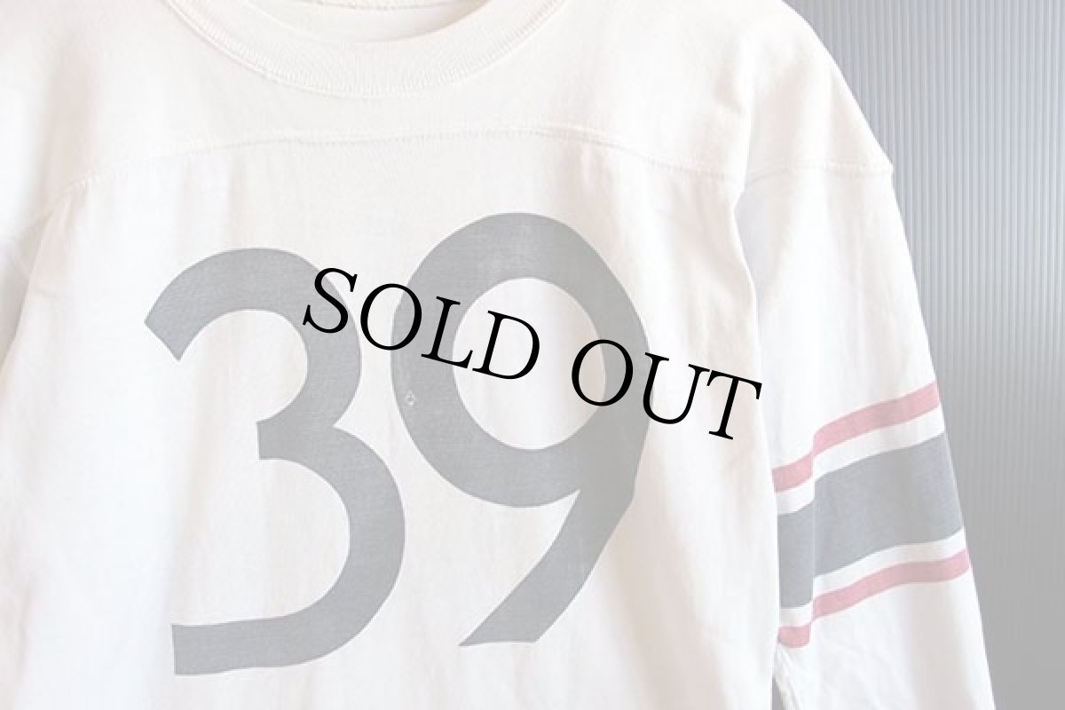画像3: 60s 39 ナンバリング 両面 染み込みプリント フットボールTシャツ 白 (3)
