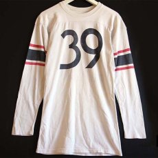 画像1: 60s 39 ナンバリング 両面 染み込みプリント フットボールTシャツ 白 (1)