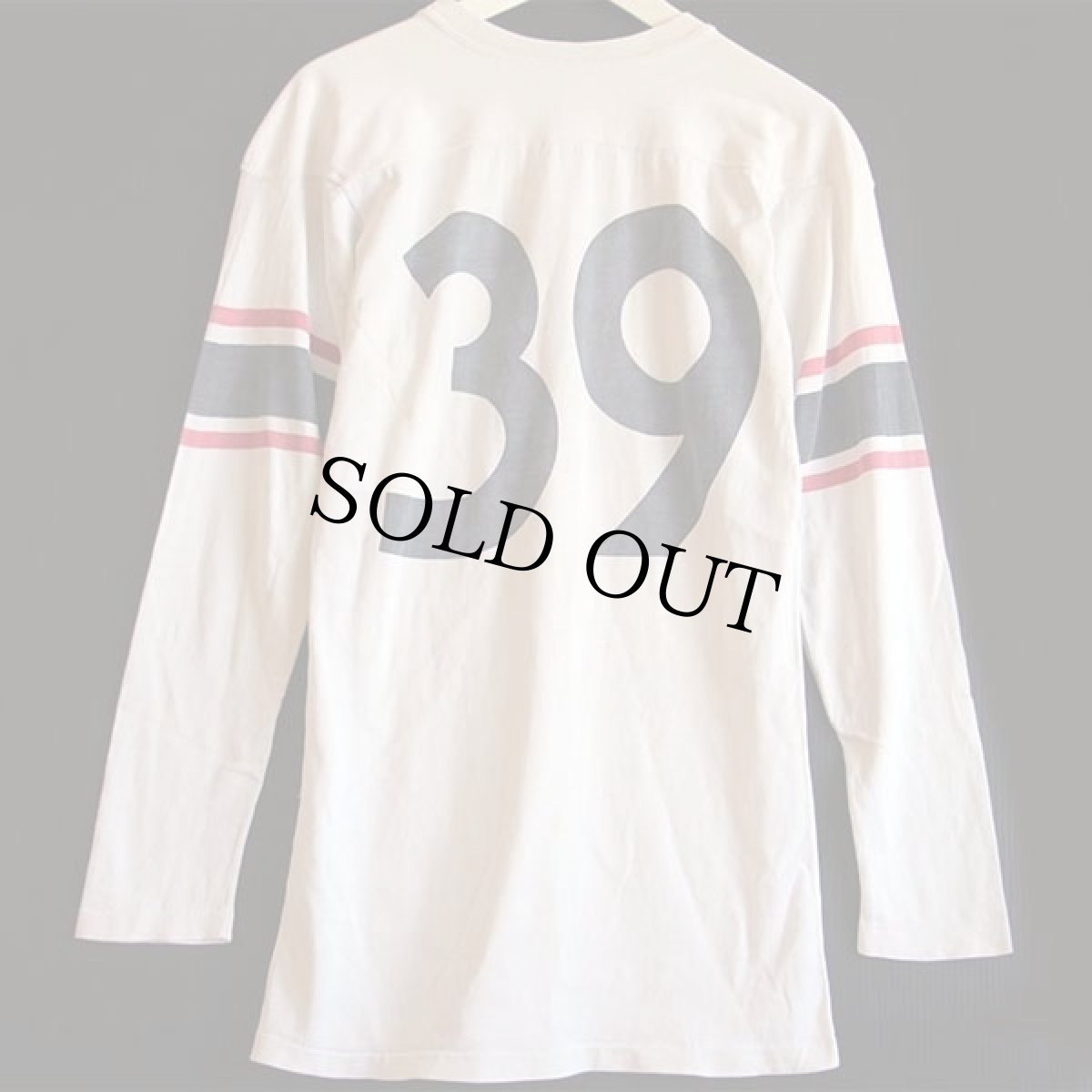 画像2: 60s 39 ナンバリング 両面 染み込みプリント フットボールTシャツ 白 (2)