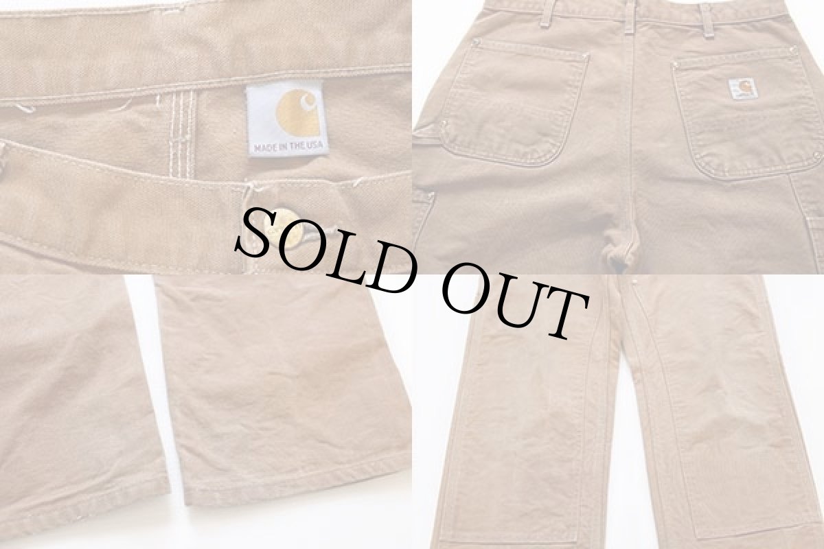 画像4: USA製 carharttカーハート ダック地 ダブルニー ペインターパンツ 茶 w35 (4)