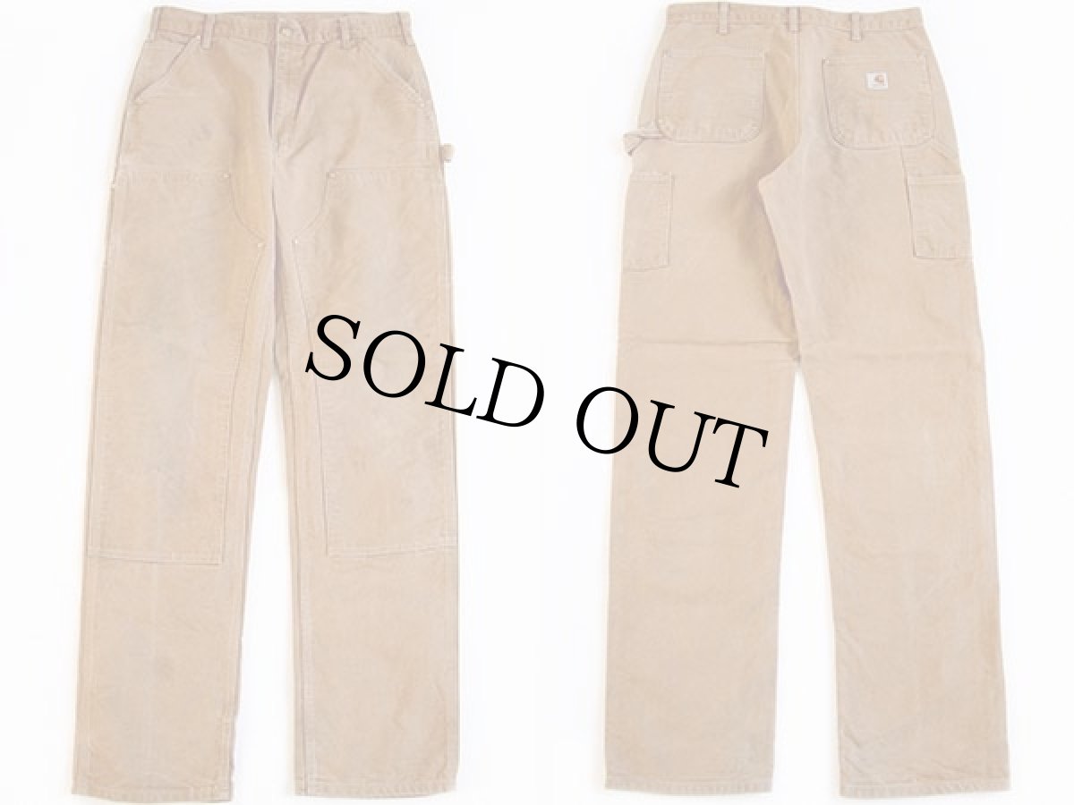 画像2: USA製 carharttカーハート ダック地 ダブルニー ペインターパンツ 茶 w35 (2)