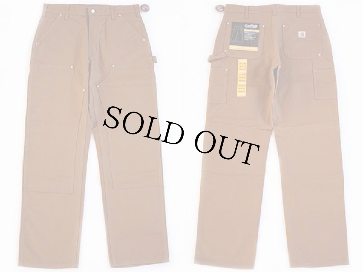 画像2: デッドストック★00s USA製 carharttカーハート ダック地 ダブルニー ペインターパンツ 茶 w34 L32 (2)