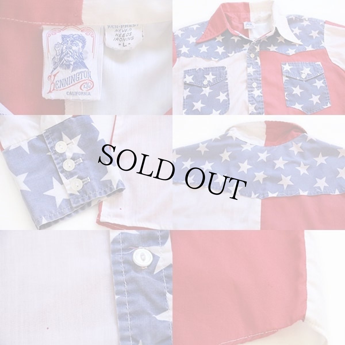 画像3: 70s KENNINGTONケニントン 星条旗柄 クレイジーパターン シャツ L (3)