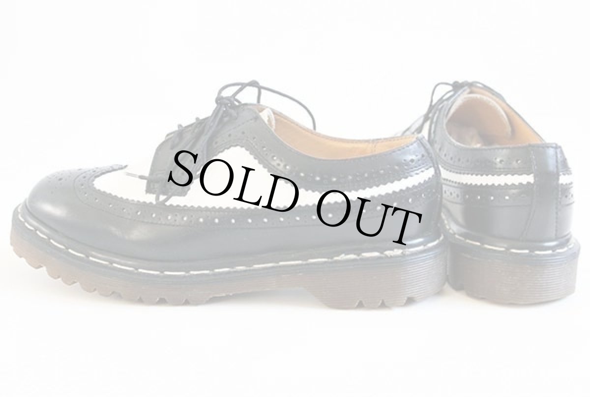 画像2: 英国製 DR.MARTENSドクターマーチン ウイングチップ レザーシューズ 黒×白 UK5 (2)