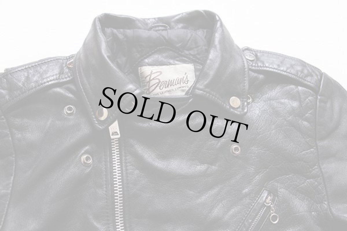 画像3: 80s Berman's キルティングライナー ダブルライダース レザージャケット 黒 38 (3)