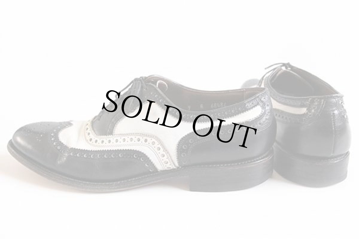 画像2: USA製 Allen Edmondsアレンエドモンズ BroadStreet ウイングチップ レザーシューズ 黒×白 9A★革靴 (2)