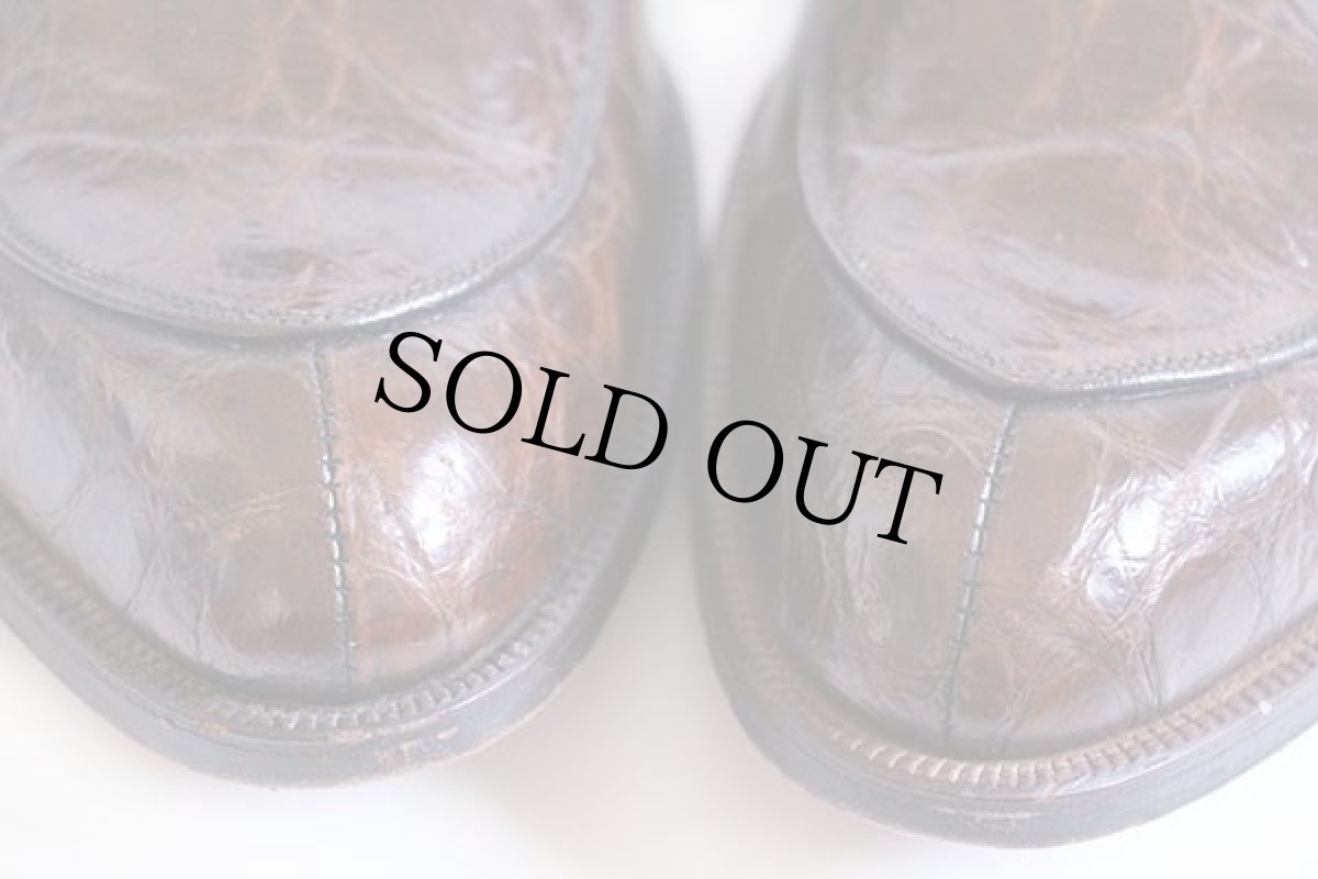 画像6: 50s Nunn-Bush Vチップ 型押し レザー ドレス シューズ 茶 11AA (6)