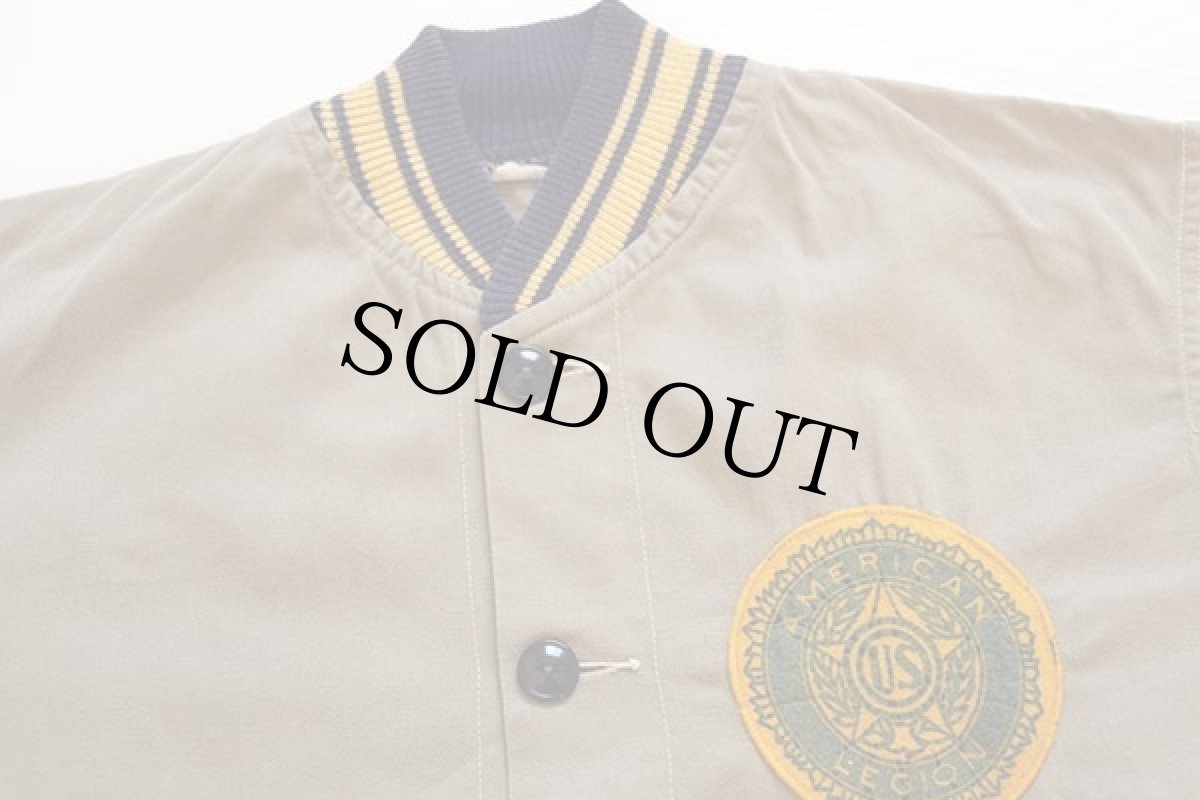 画像3: 50s AMERICAN LEGION フェルトパッチ付き コットンツイルジャケット カーキ M★ボタスタ (3)