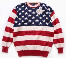 画像1: デッドストック★90s USA製 OLD GLORY 星条旗柄 コットンニット セーター XL (1)