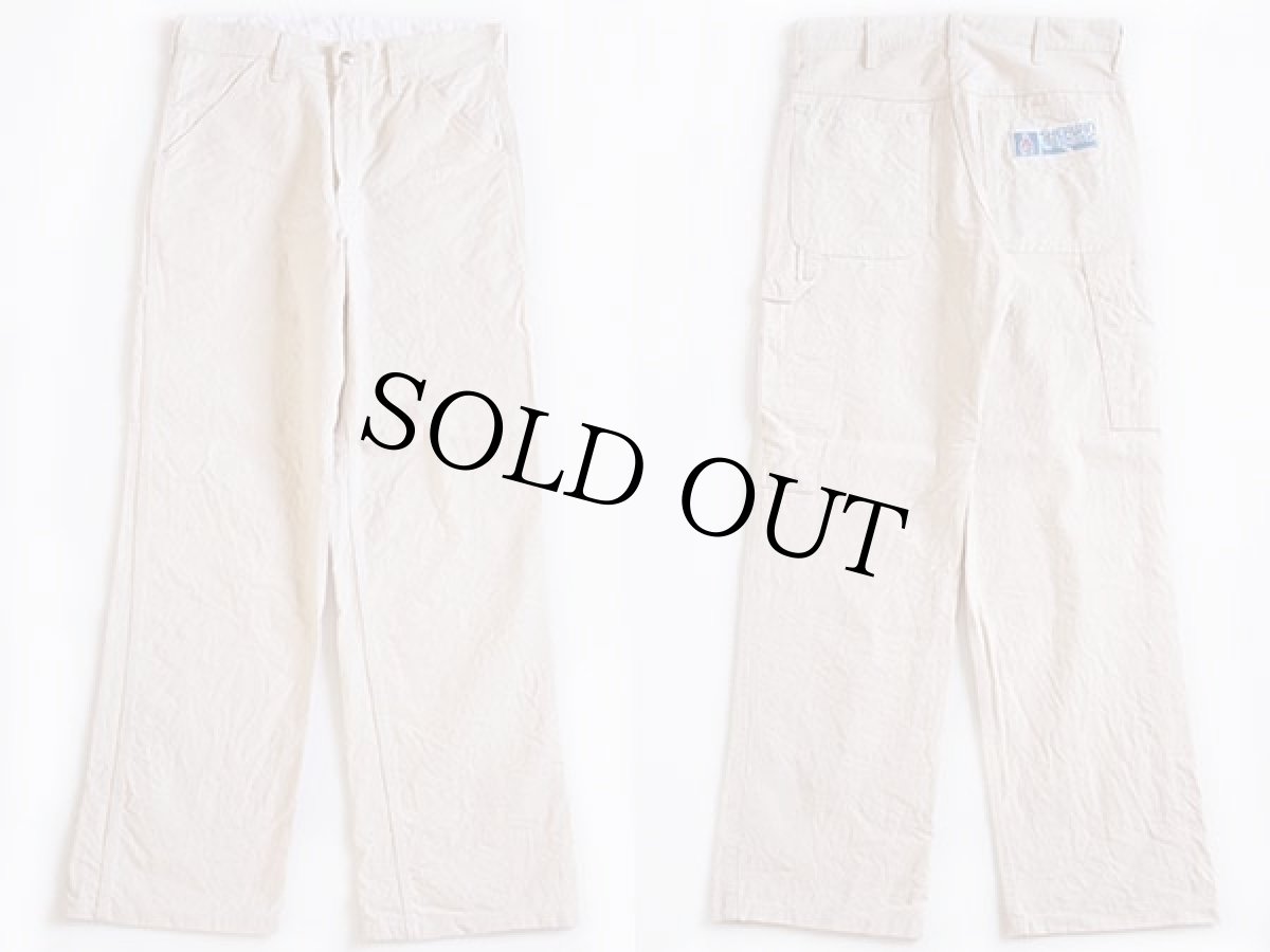 画像2: 80s UNIVERSAL OVERALL Sherwin-Williams コットン ペインターパンツ 生成り w30 (2)