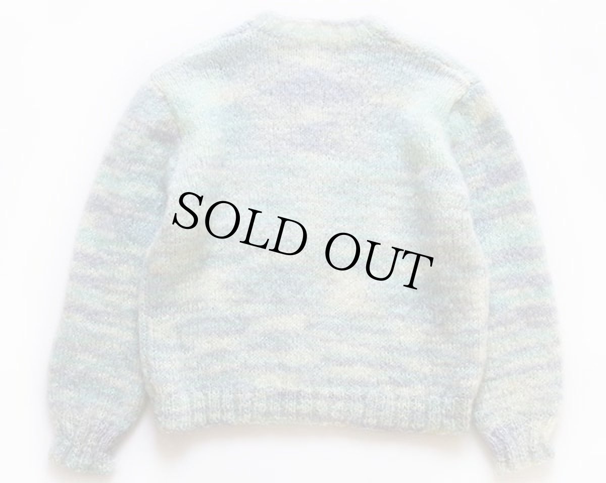 画像2: 60s モヘヤ ハンドニット カーディガン パステルカラー (2)