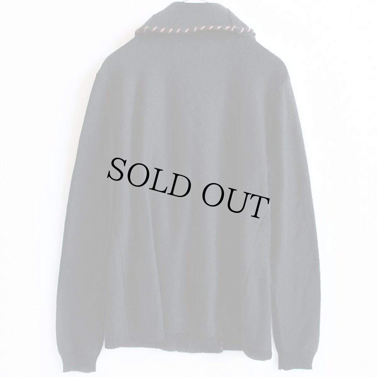 画像2: LAUREN ラルフローレン ショールカラー 無地 リネン×コットンニット カーディガン 黒 M (2)