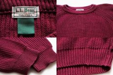 画像3: 80s USA製 L.L.Bean ローゲージ コットンニット セーター ワインレッド (3)