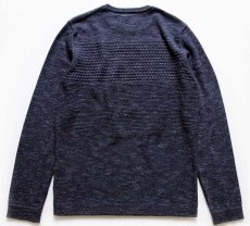 画像2: Barbourバブアー GREATCOAT 編み柄 切り替え コットンニット セーター 霜降り紺 M (2)